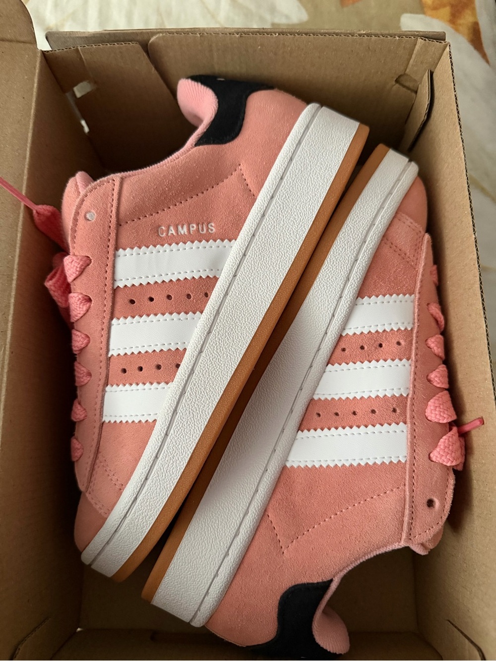 adidas Kids Campus Sneakers in Pink with White Stripes